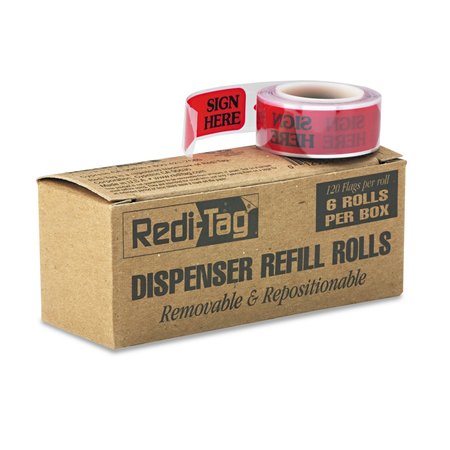 REDI-TAG Refill, Sign Here, 6/Bx, Red, PK6 91002